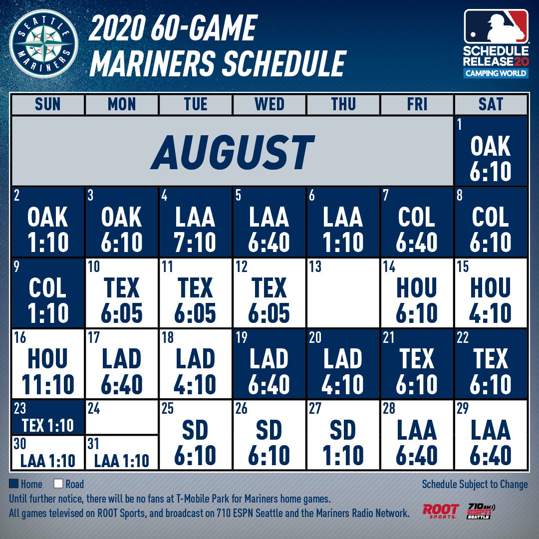 MLB Announces 2020 60Game Regular Season Schedule by MarinersPR