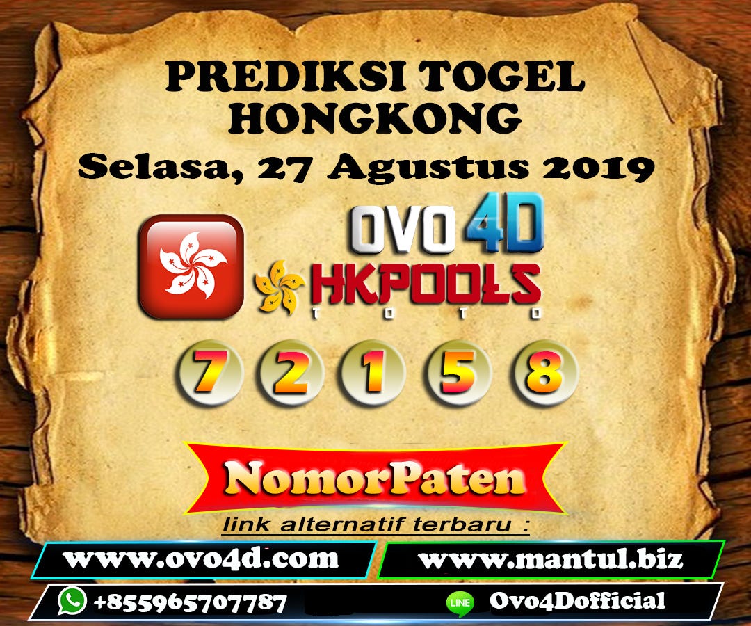 Ovo4D Prediksi Togel Hongkong Pools Hari Ini Selasa 27 Agustus 2019
