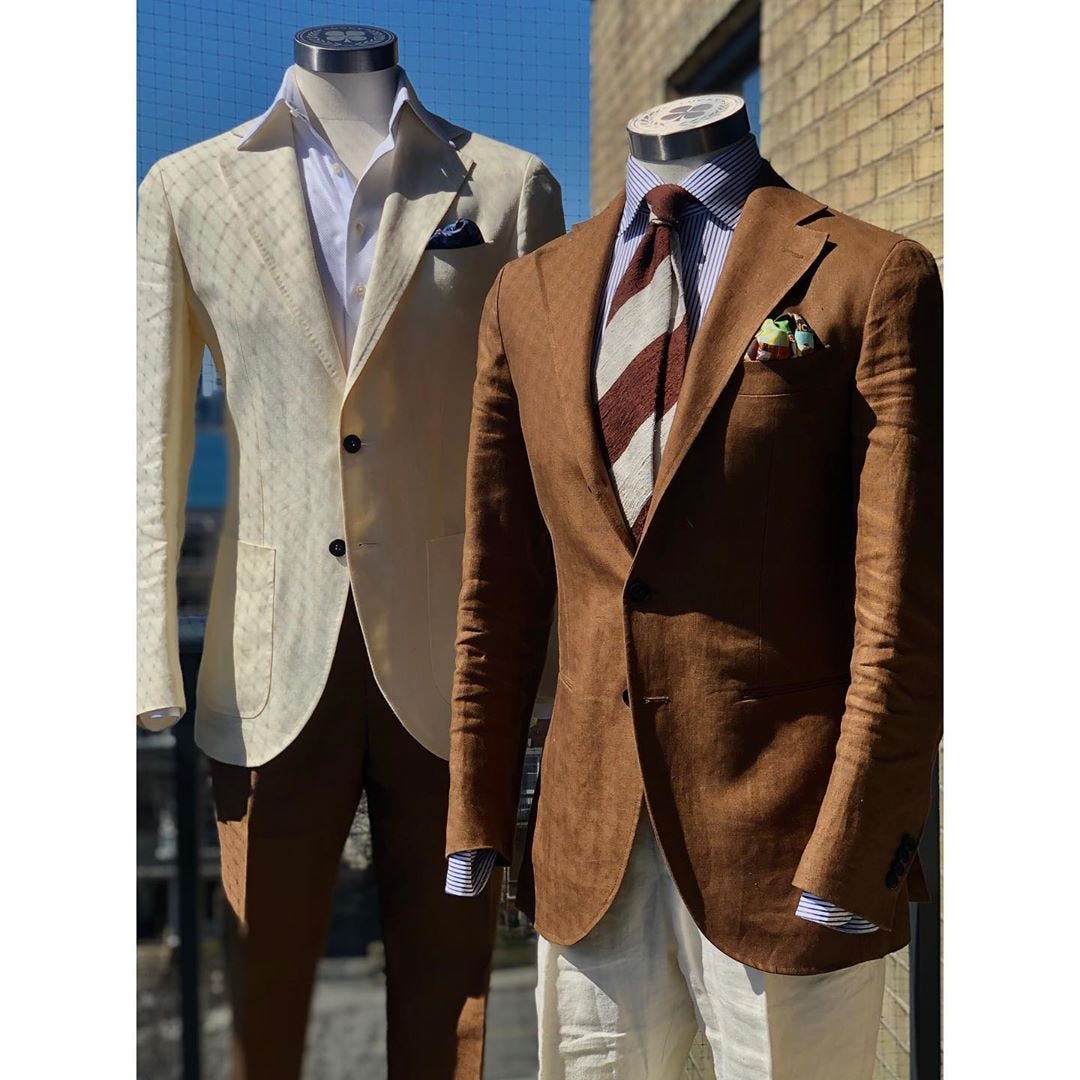 mannequin custom suit toronto zane barlas linen