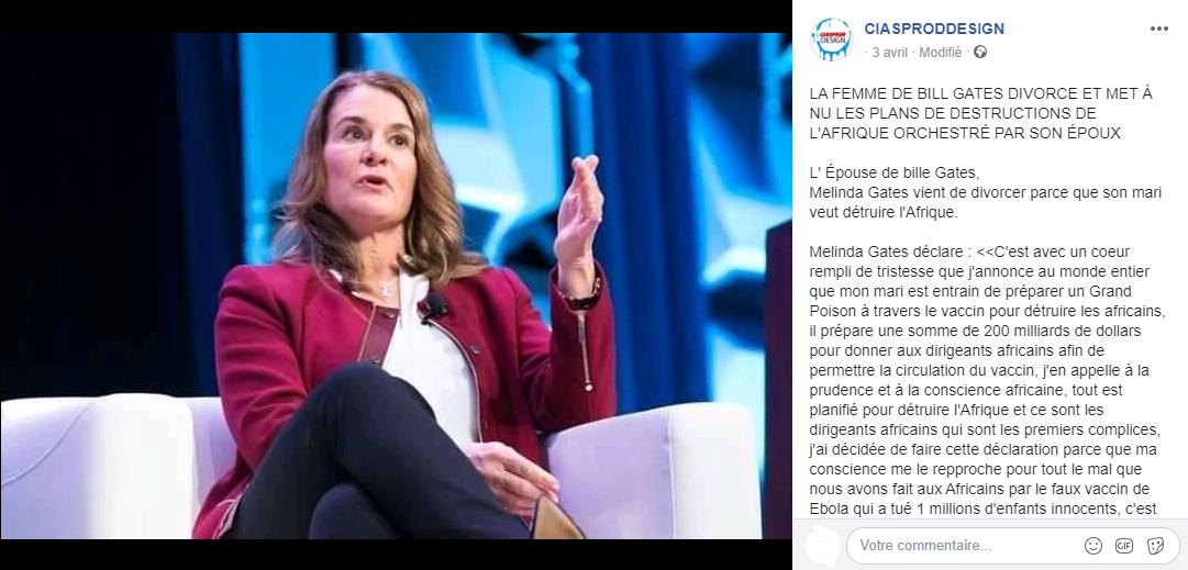 Faux Melinda Gates N A Pas Divorce D Avec Bill A Cause D Un Vaccin Ciblant Les Africains Pour Les Tuer By Pesacheck Pesacheck