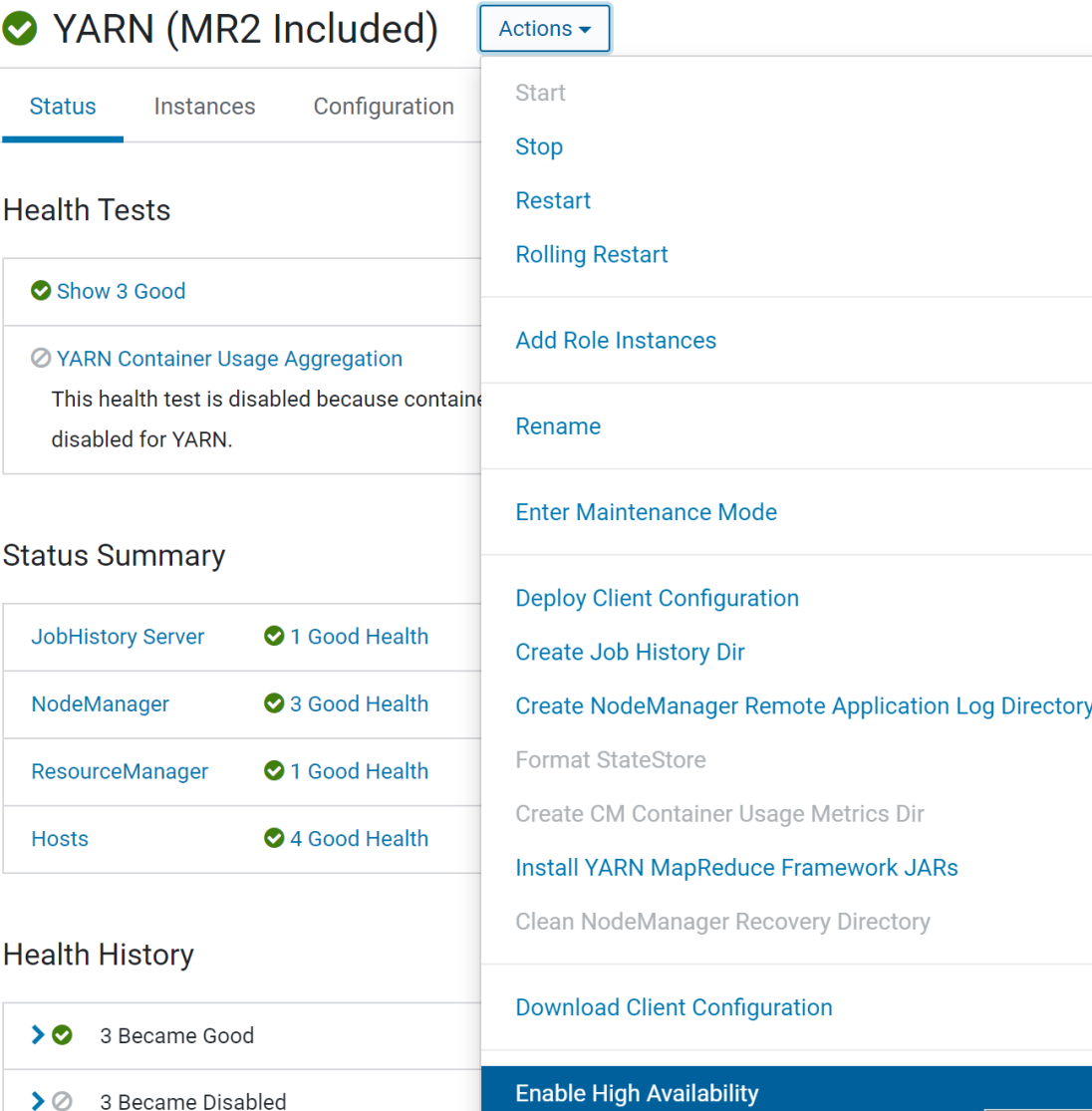 YARN High Availability — Enable/Disable through Cloudera Manager on GCP Medium