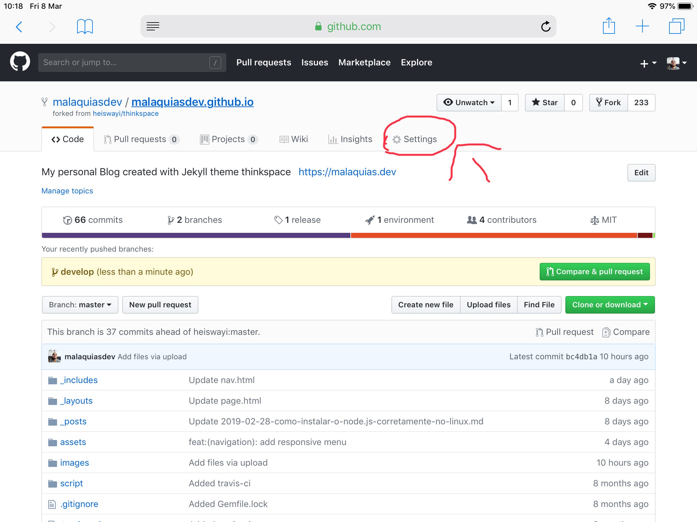 github settings path