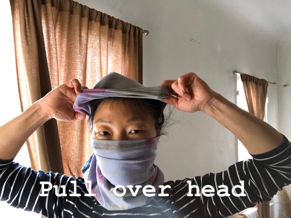 Here’s how to make a nosew Tshirt mask by Héloïse Chung SIX FEET