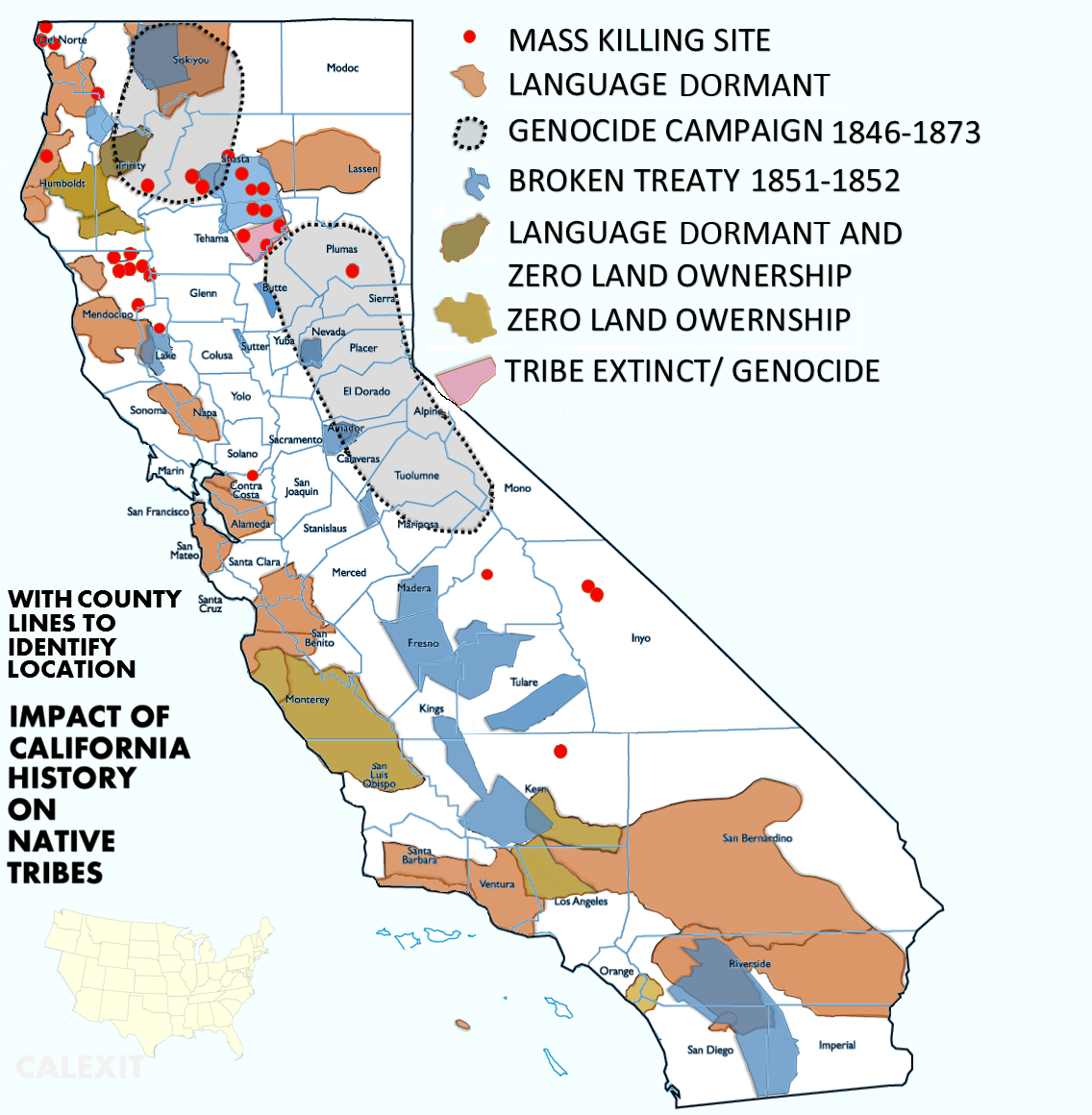 The collective impact of California history on Native/Indigenous Tribes.