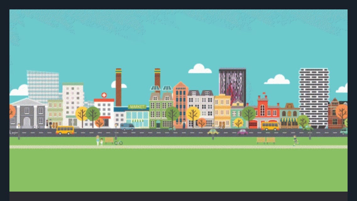 A colourful pixel image of the Croydon skyline as it appears on the SEND Local Offer website