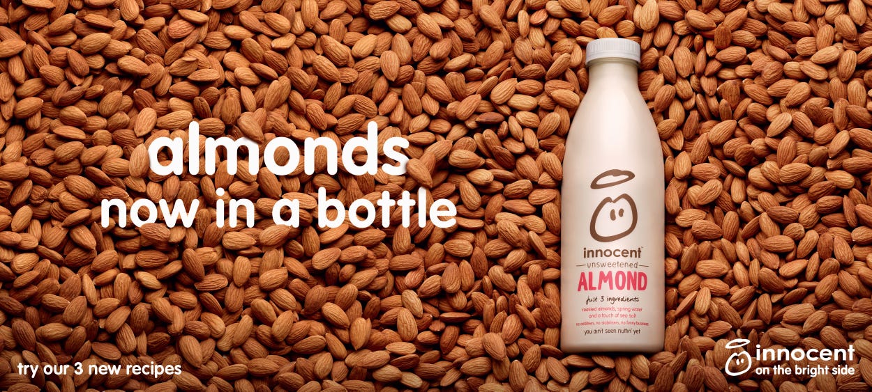 Almond milk advert by the brand Innocent.