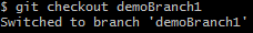 Screenshot of Git command to switch the branch