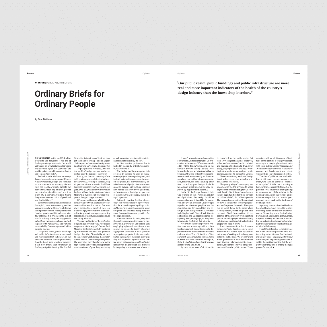 Formae Magazine Case Study. Quarterly architectural digest with a