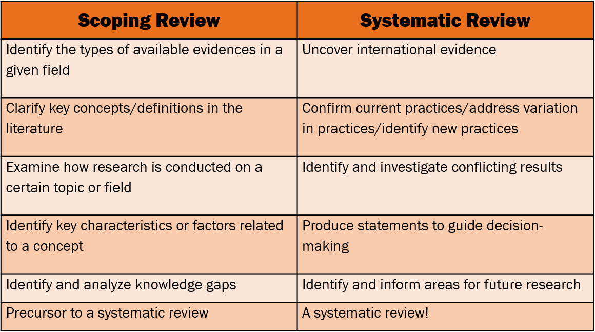 scoping review vs systematic literature review