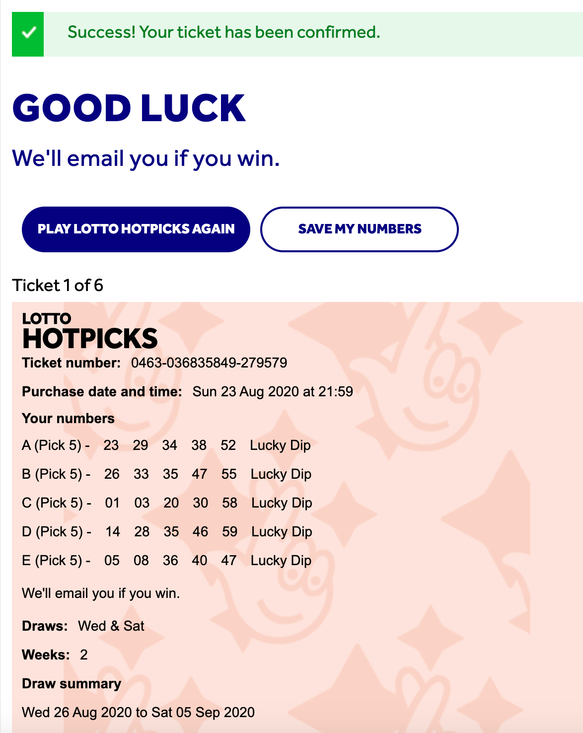 lotto hotpicks 2 numbers