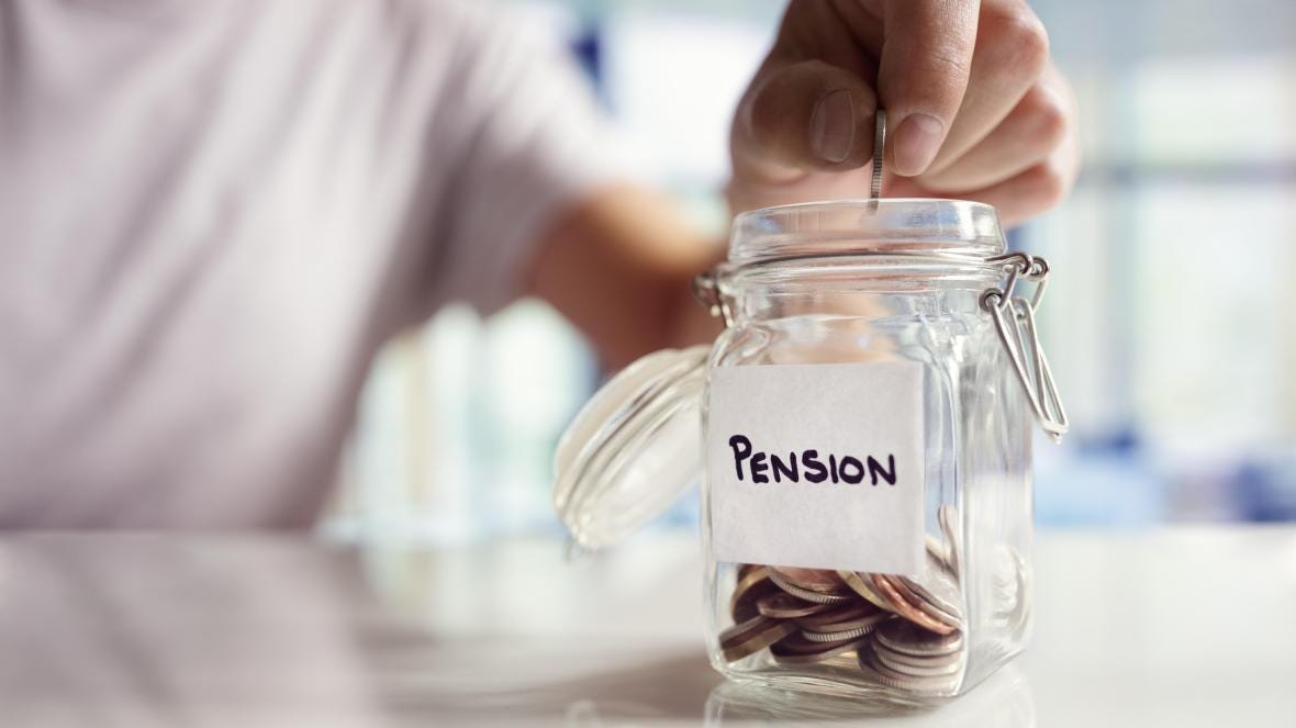 A pension pot with pennies in it