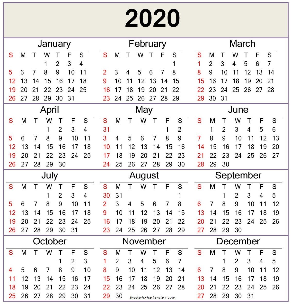 Calendar 2020 Template Word from miro.medium.com