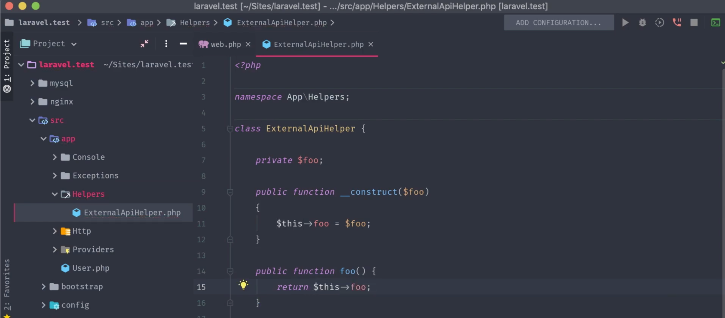 Added complexity to our class with a private variable and constructor