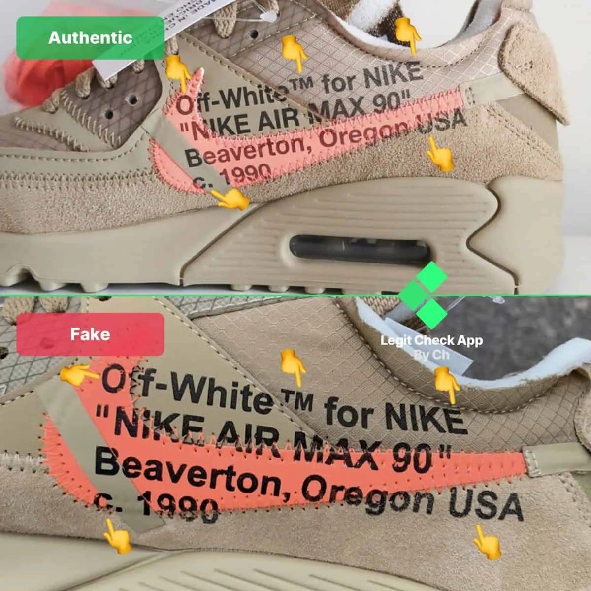 air max 90 off white fake vs real