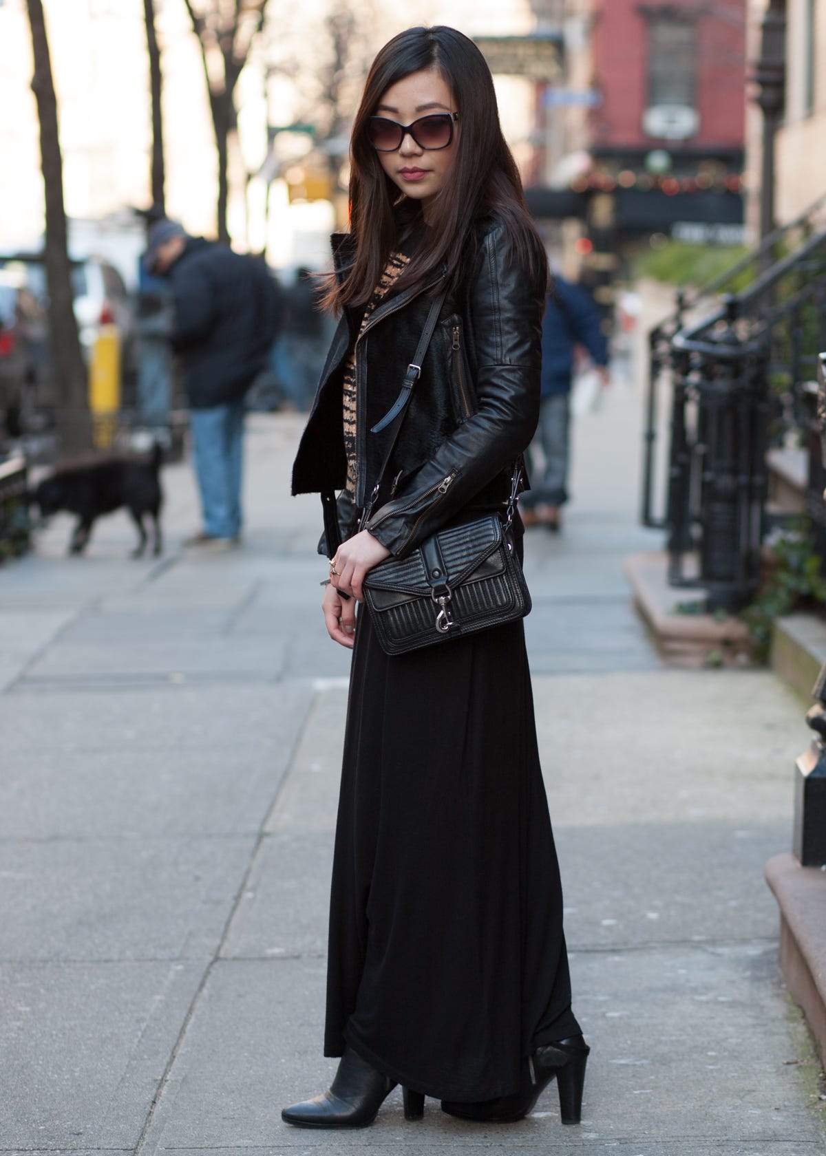 maxi skirt with ankle boots