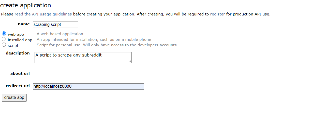 create app