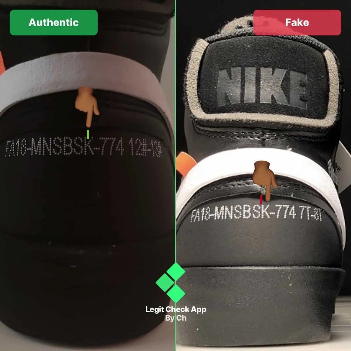 Fake Vs Real Off White Nike Blazer Mid Grim Reaper Black Guide By Legit Check By Ch Medium