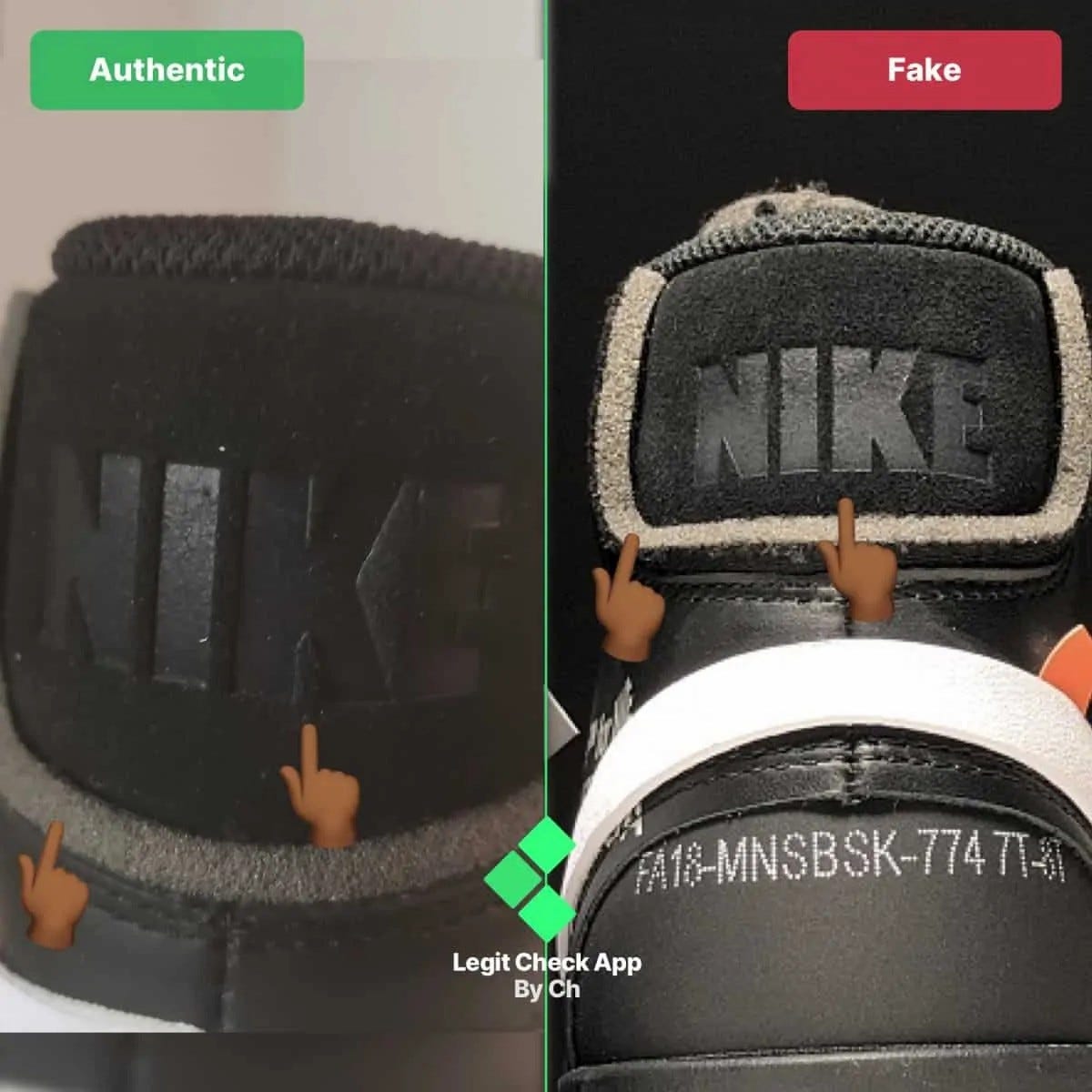 Fake Vs Real Off White Nike Blazer Mid Grim Reaper Black Guide By Legit Check By Ch Medium