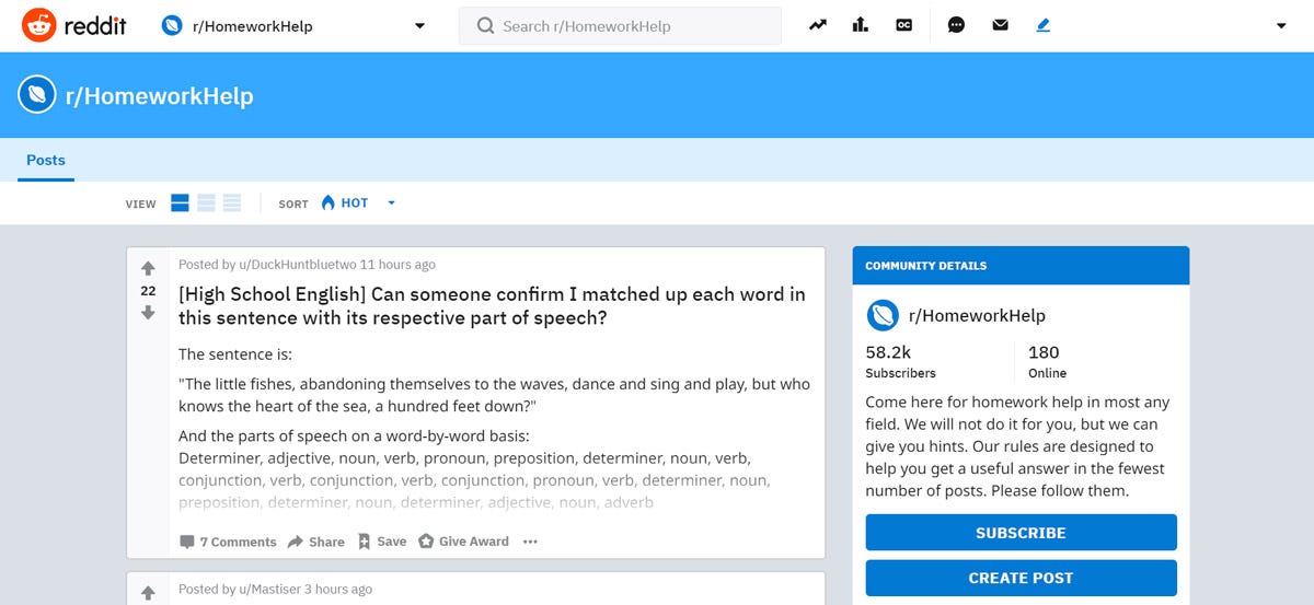 Homework help subreddit