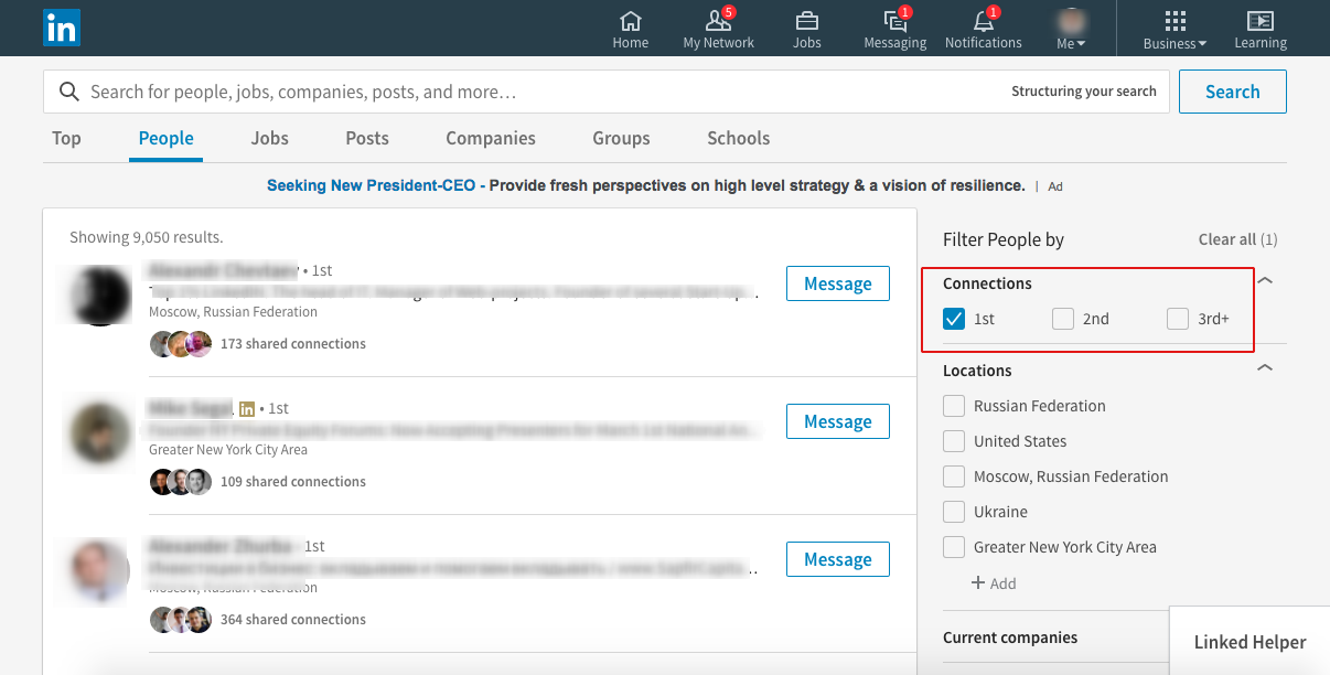 what are first connections on linkedin
