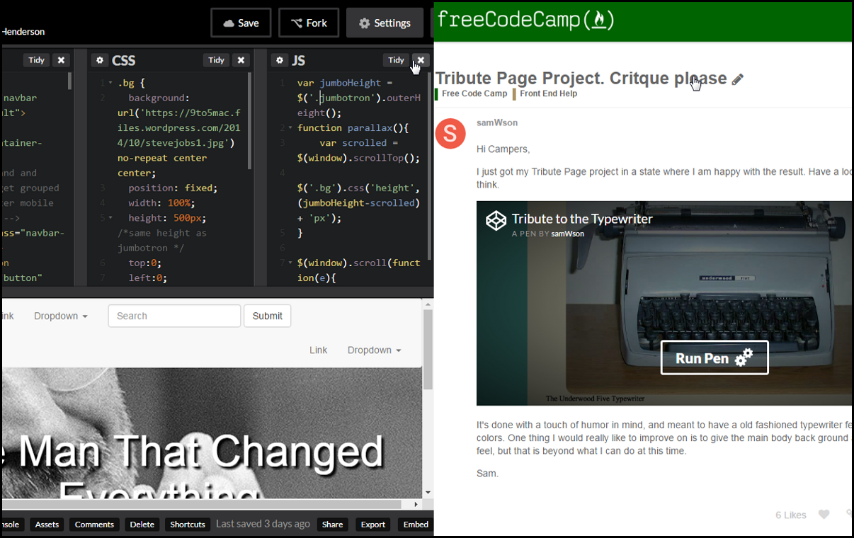Codepen Tips And Best Practice When Working In Fcc There Are Going To By Michael Henderson Medium
