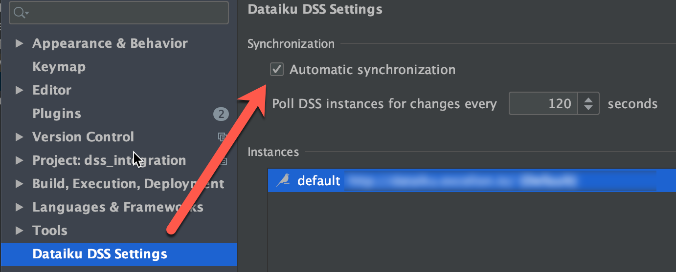 Dataiku automatic synchronization