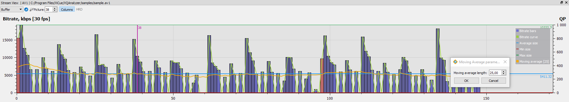 pic 2. VQ Analyzer ver.4.2. Overview Buffer menu.