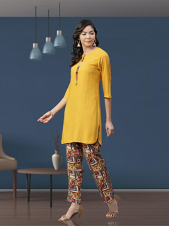Product Link: https://shreelifestyle.com/women-yellow-multi-plain-short-kurta-with-pant-6528mpyellow-multi.html