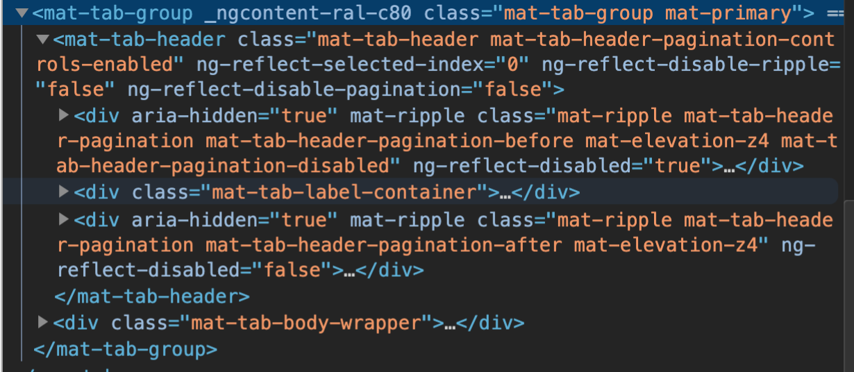 Tab component- inspect mode