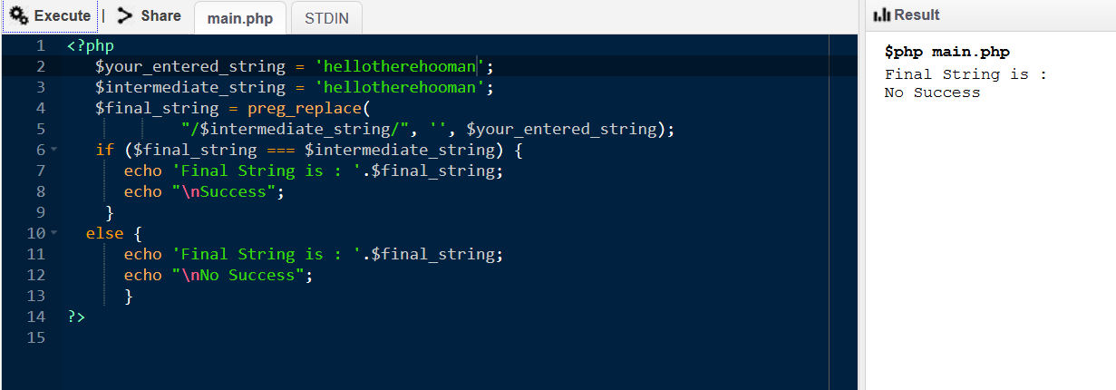 php if string
