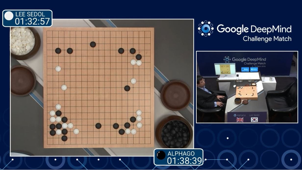 Lee Sedol leaving the room as AlphaGo makes an unusual move