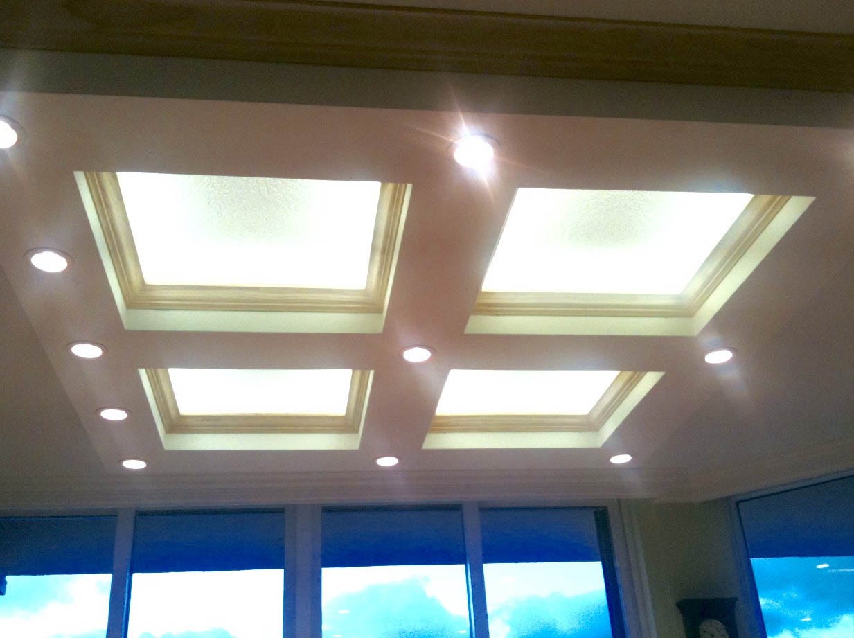 Contemporary Coffered Led Ceiling Lighting Ami Myst Medium