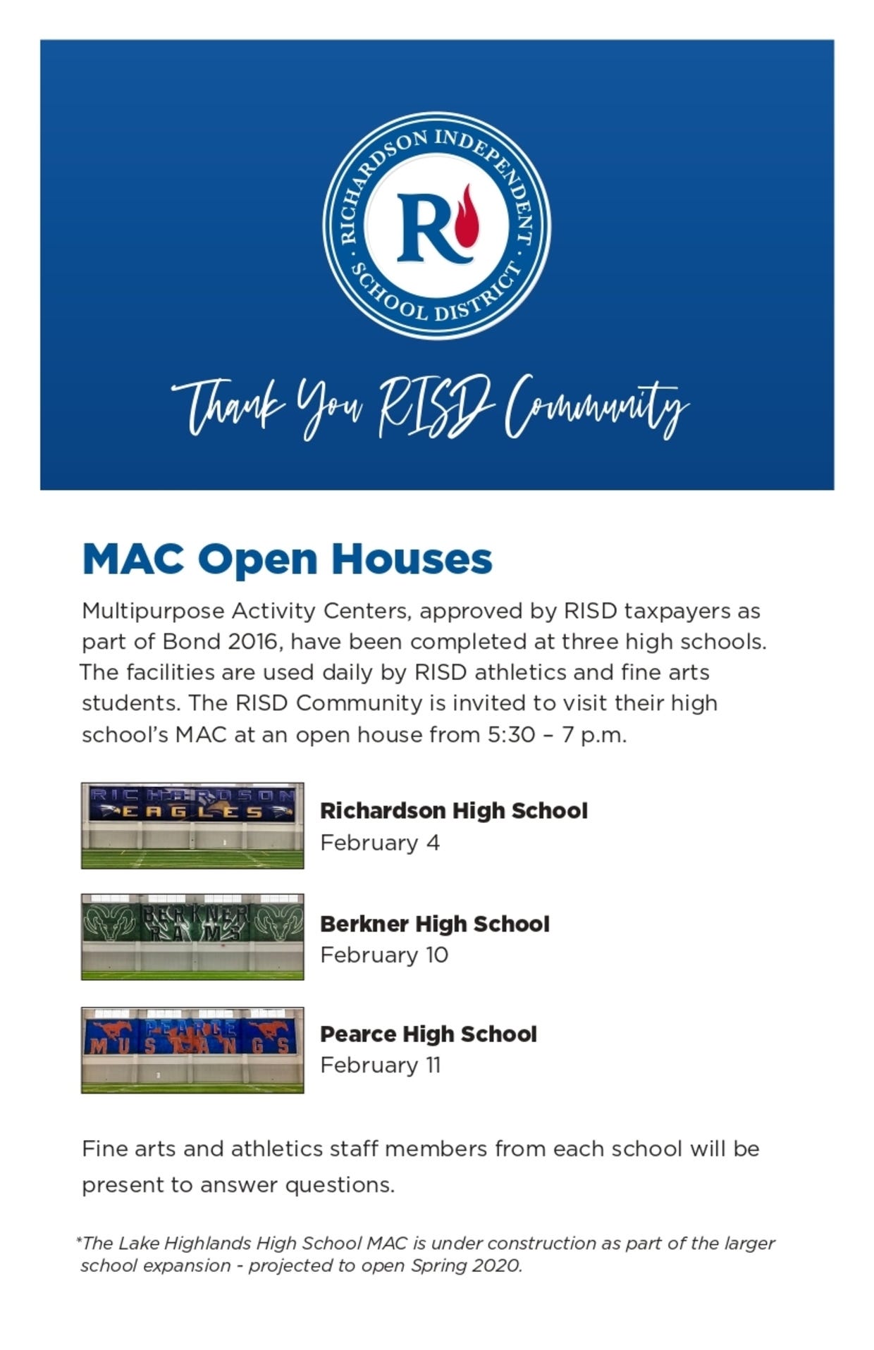 RISD School Times — January 29, 2020 Richardson ISD Newsdesk Medium