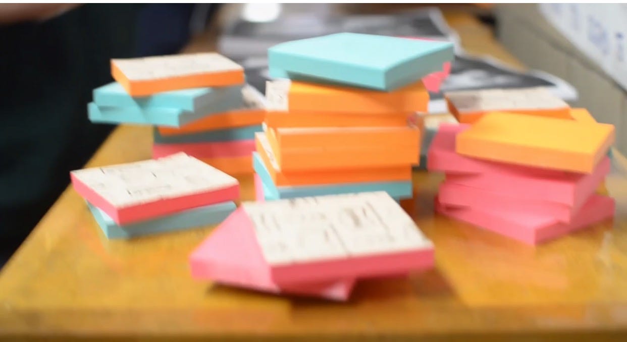 different post it notes