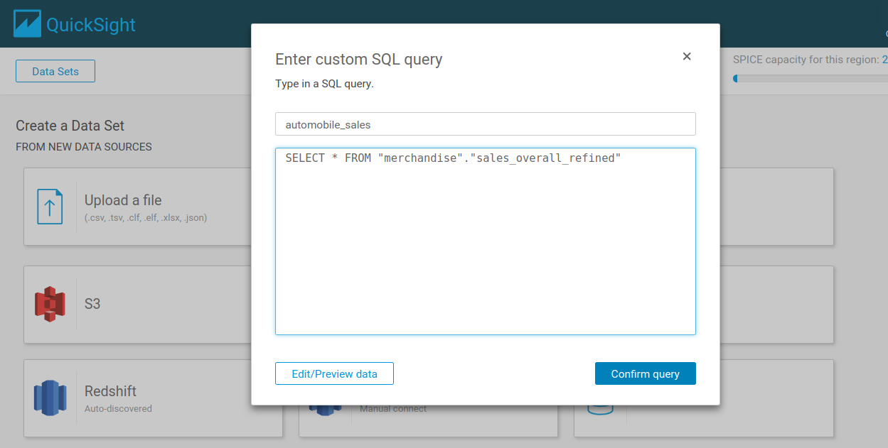Optimizing QuickSight using Athena Queries and SPICE Operating cost