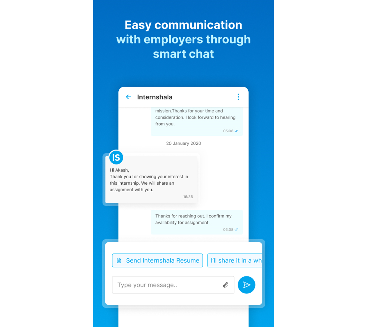 Smart Replies In Internshala Chat By Nikhil Anand Internshala Tech Medium