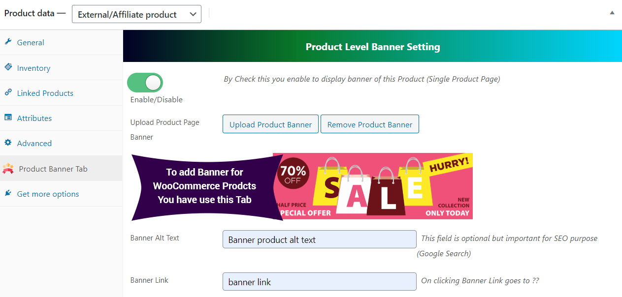 Woocommerce Banner Images Products Post Categories