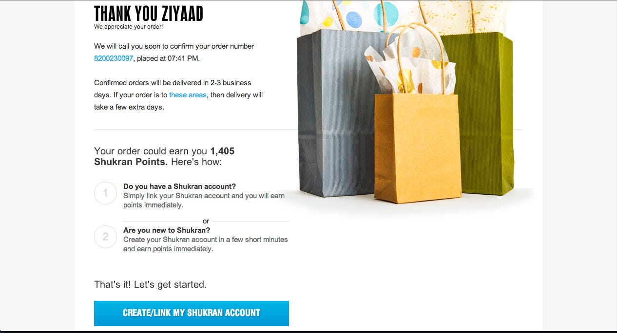 Earn Shukran points on all of your orders by 