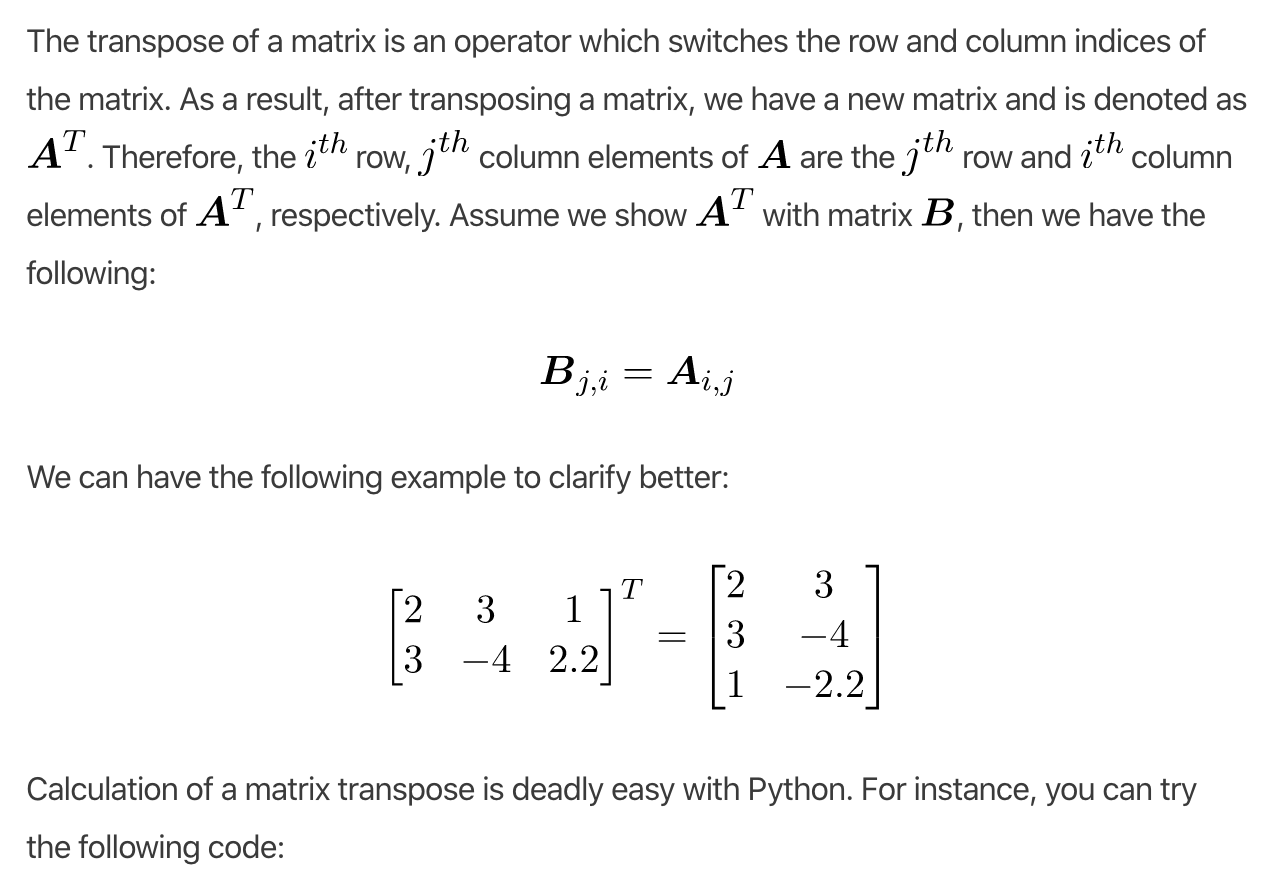Matrix Operations In Practice Using Python | by amirsina torfi ...