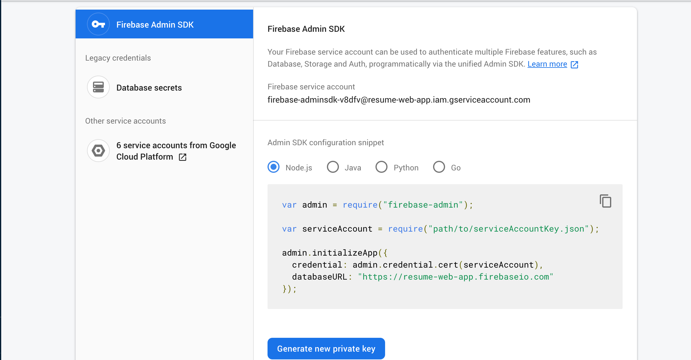 Generate Firebase Key