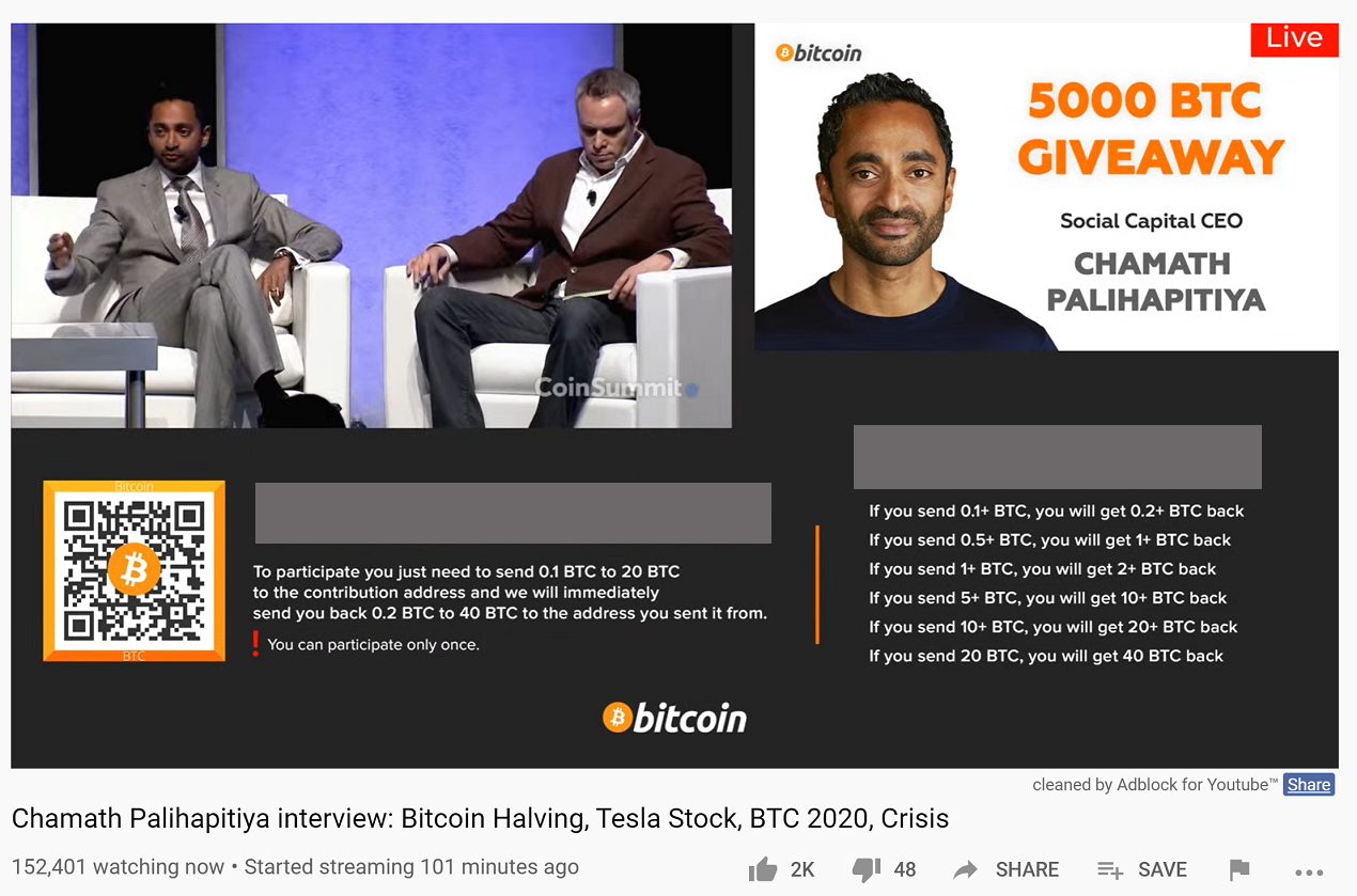 5000 btc giveaway chamath