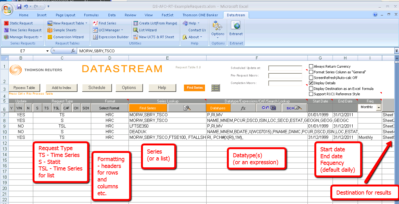 Finding sample sheets for Datastream in Excel | by UML Business data ...