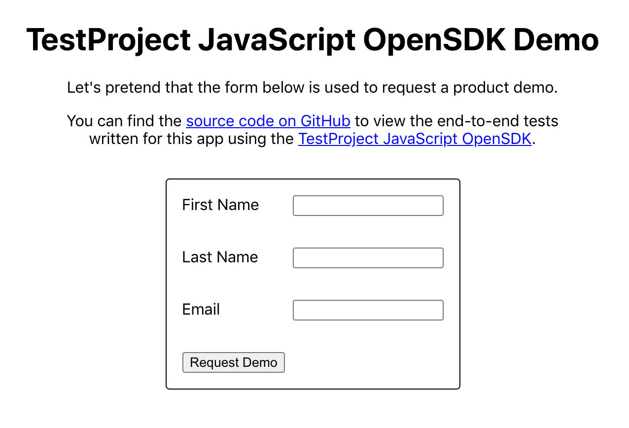 Demo app: request form
