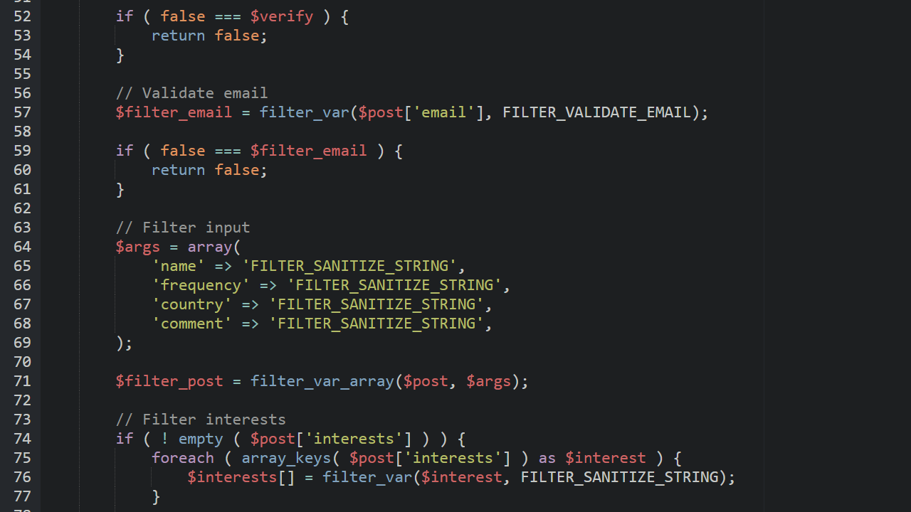 php filter string