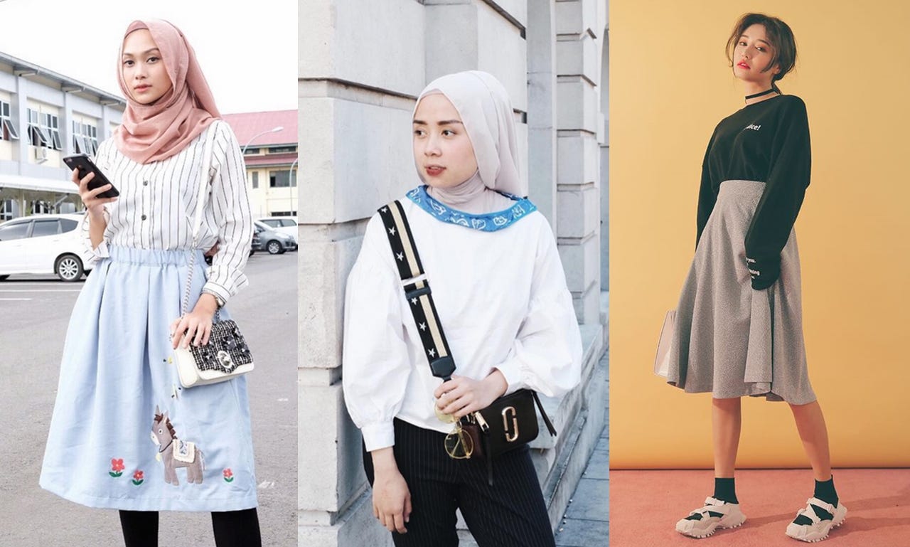 Contoh gambar gaya hijab fashion Korea