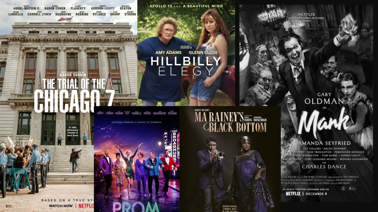 年netflix電影 芝加哥七人案 驚世審判 The Trial Of The Chicago 7 絕望者之歌 Hillbilly Elegy 曼克 Mank 畢業舞會 The Prom 藍調天后 Ma Rainey S Black Bottom By 電影 筆友