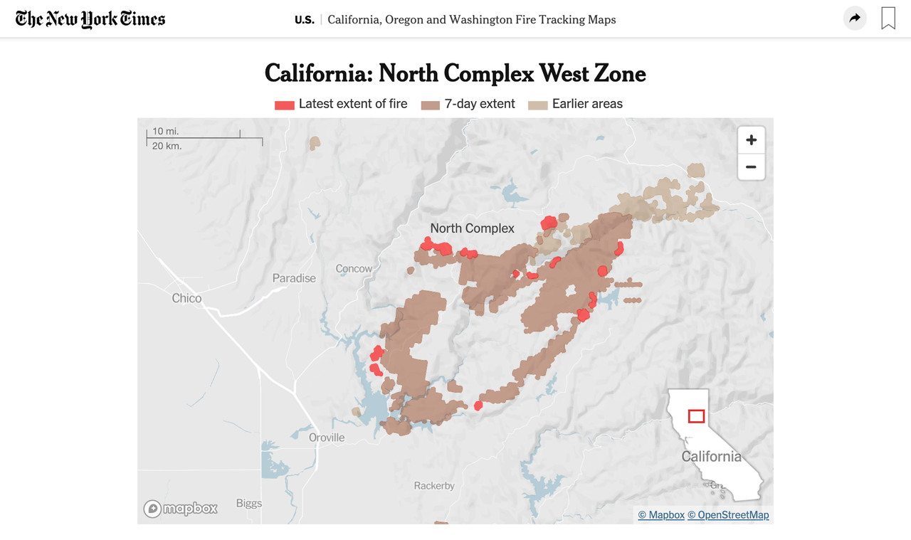 New York Times: Fire Tracking Maps  by Mapbox  maps for developers