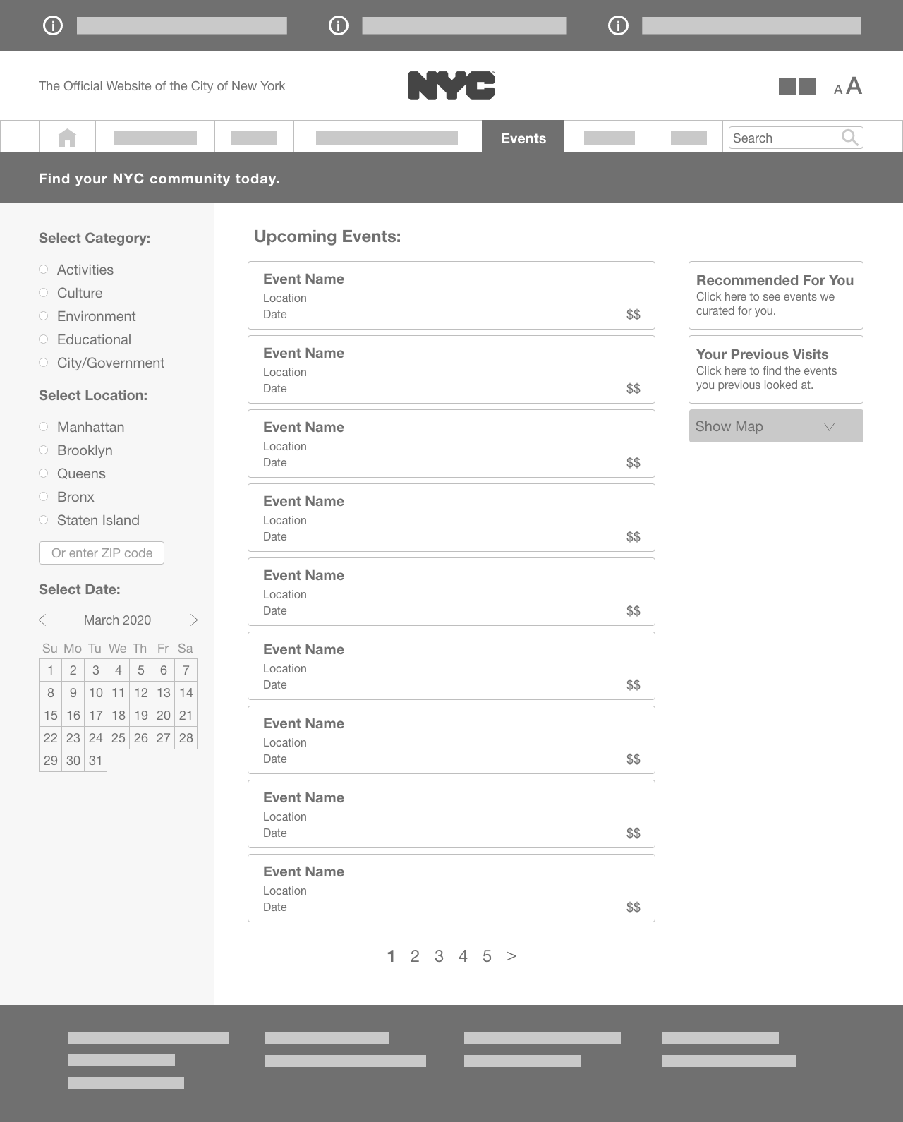 NYC.gov/Events reDesign. The goal of this project was to… by Amiya