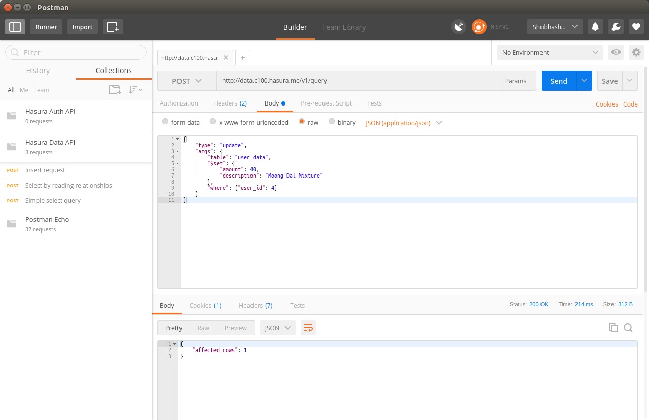 Task 3.2 — Hasura Data API + Postman Collection | by Shubhashish | Medium