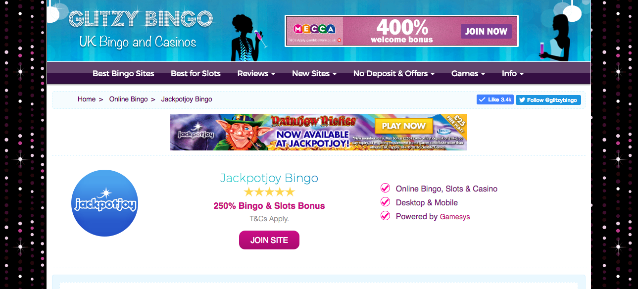 Jackpotjoy Desktop Site